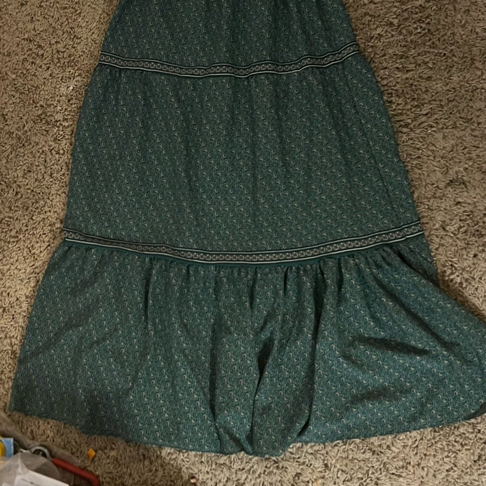 Max Studio | green country maxi dress with folky florals, size small - Picture 12 of 12